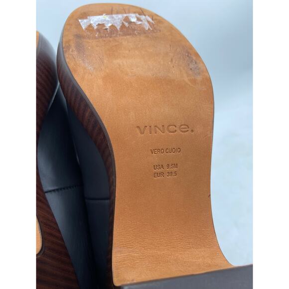 Vince Narissa Black Leather Platform Block Heel Chunky Clogs Size 9.5M - Picture 6 of 8